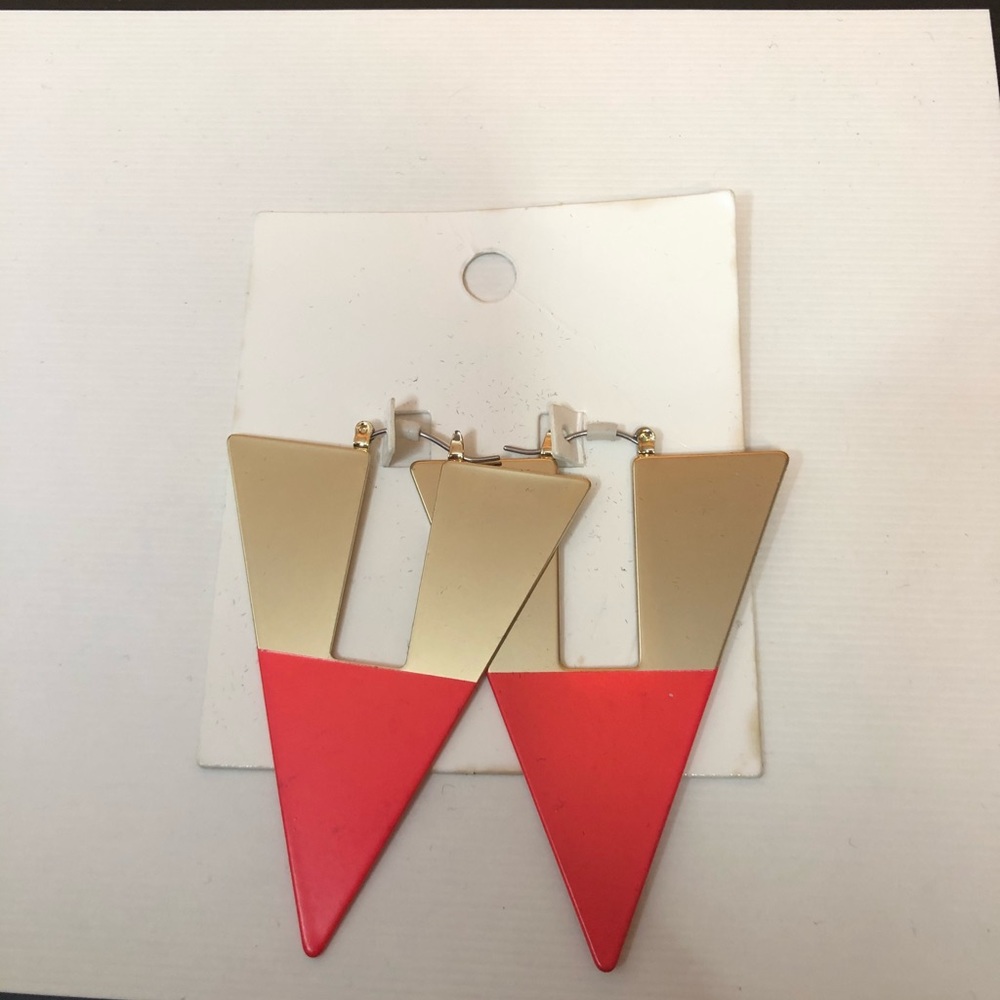 H&M Gold and Orange Triangular earrings